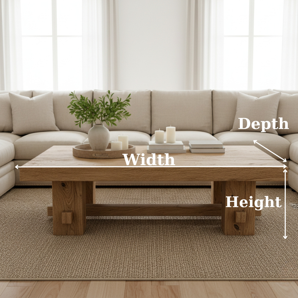 Handcrafted Solid Wood Coffee Table – Rustic Farmhouse Block Design for Living Room - view 3 of 6