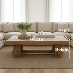 Handcrafted Solid Wood Coffee Table – Rustic Farmhouse Block Design for Living Room - view 3 of 6