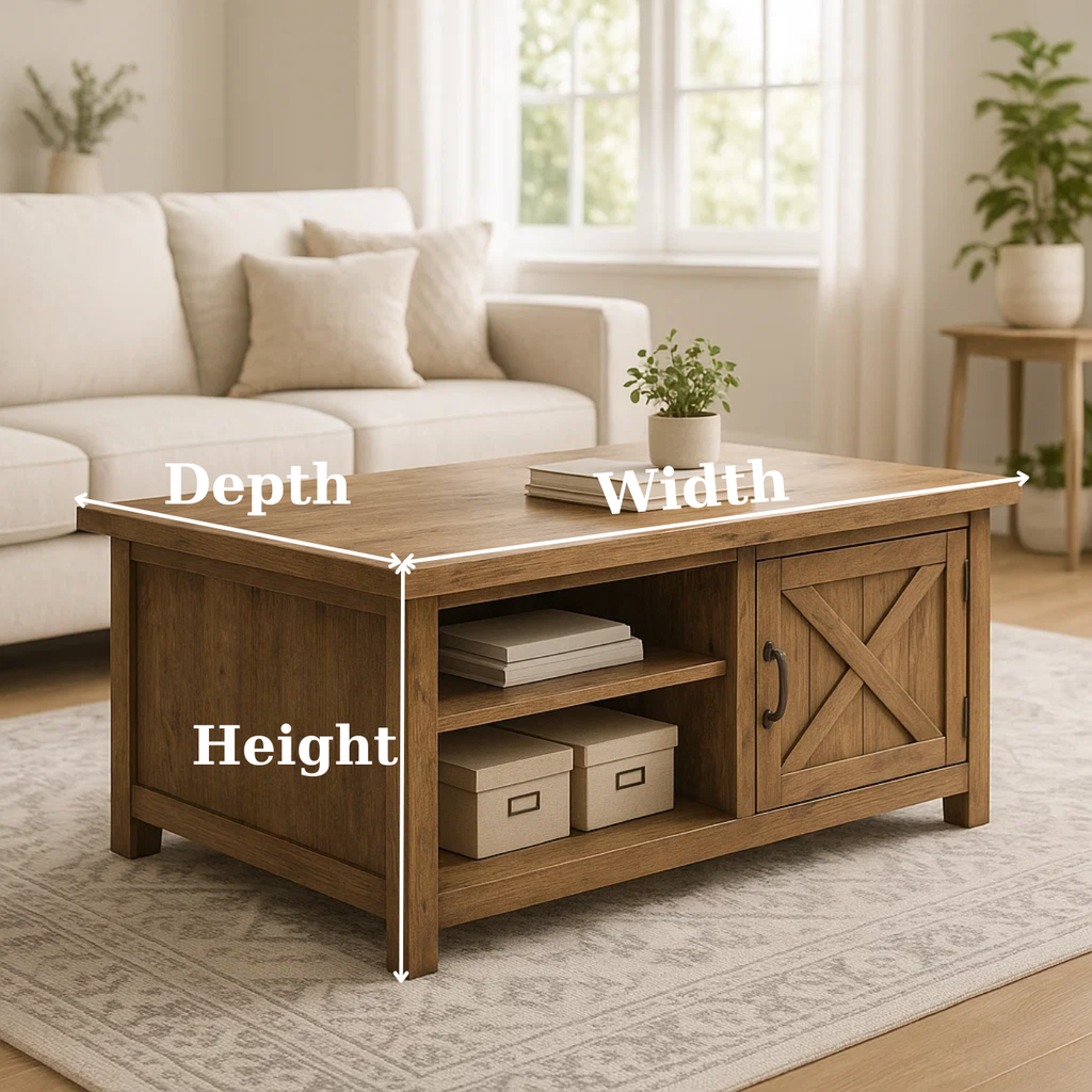 Handcrafted Solid Wood Coffee Table – Farmhouse Style with Storage Drawer and Shelves - view 3 of 6