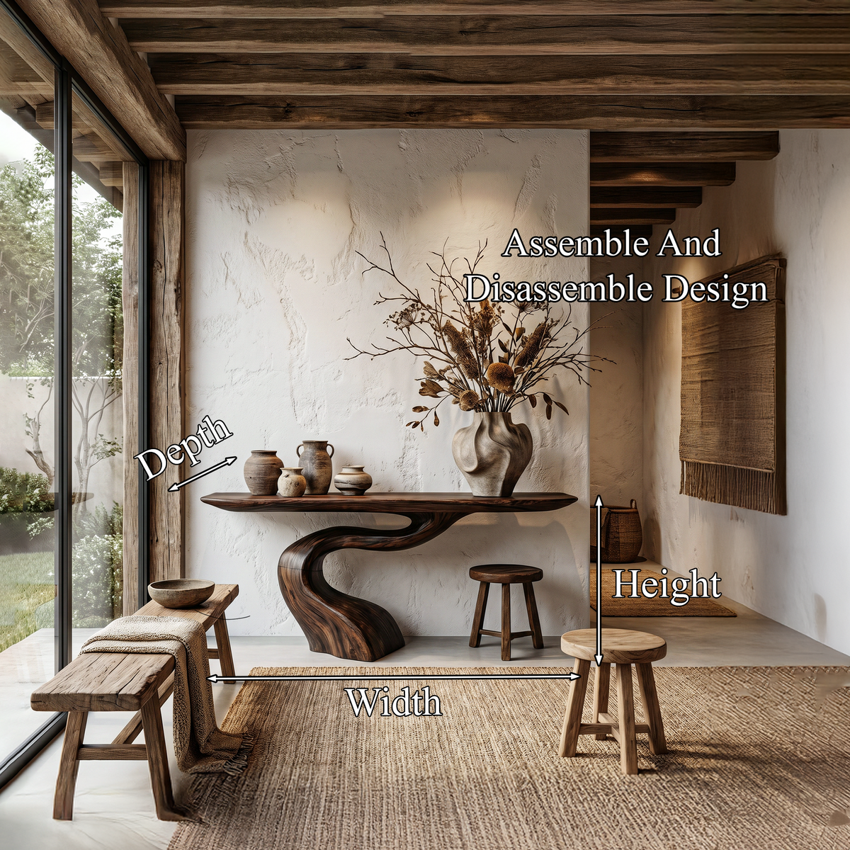 Organic Modern Console Table With Artistic Tree Root Base For Entryway - view 8 of 8