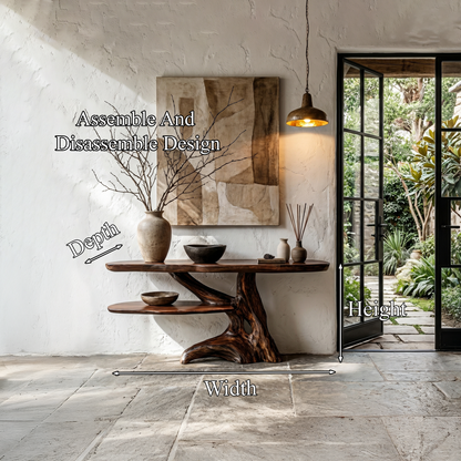 Contemporary Console Table With Sculptural Solid Wood Root Design For Entryway - view 8 of 8
