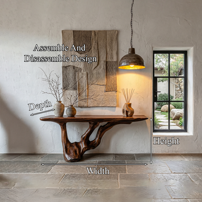 Rustic Console Table With Handcrafted Tree Root Base For Entryway And Living Room - view 8 of 8