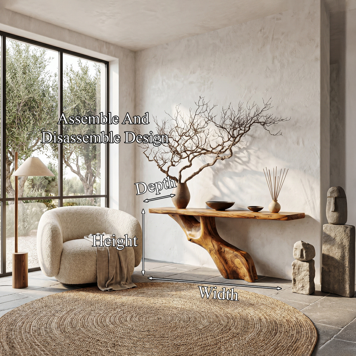 Tree Inspired Console Table With Live Edge Top And Root Base For Hallway - view 8 of 8