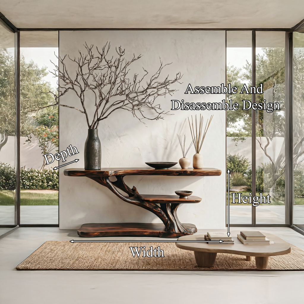 Organic Sculptural Console Table With Handcrafted Wood Base For Hallway - view 8 of 8