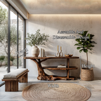 Modern Console Table With Flowing Wood Pedestal Base For Entryway - view 8 of 8