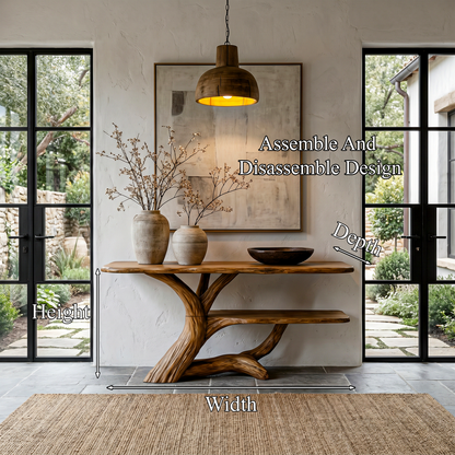 Nature Inspired Console Table With Open Shelf Storage For Living Room - view 8 of 8