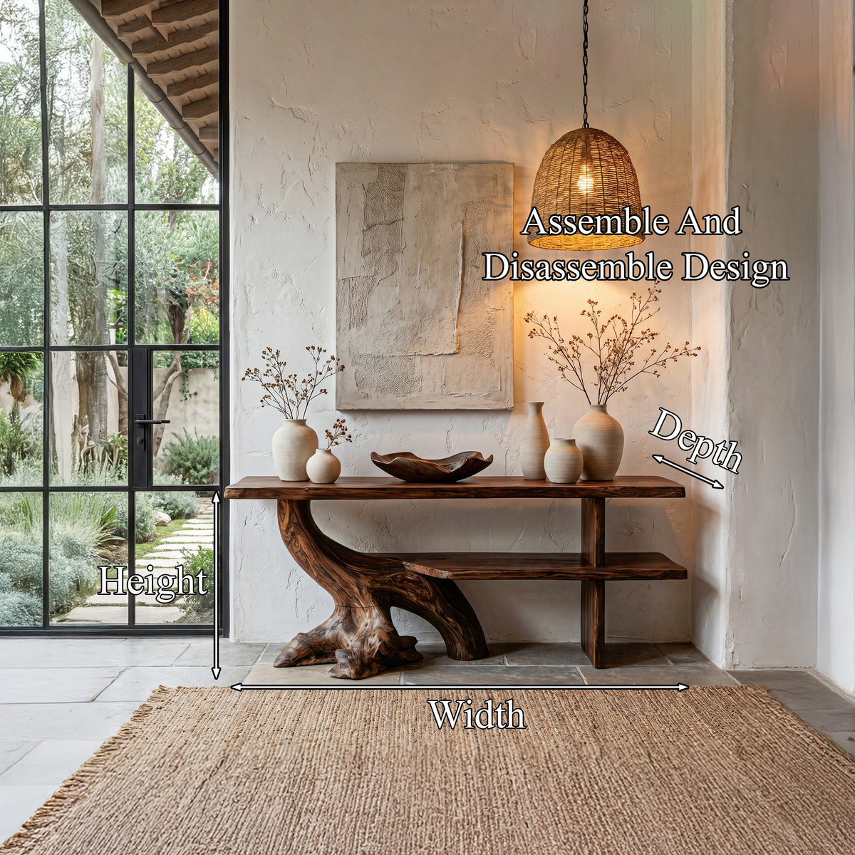 Organic Console Table With Sculptural Tree Branch Base For Entryway And Living Room - view 8 of 8