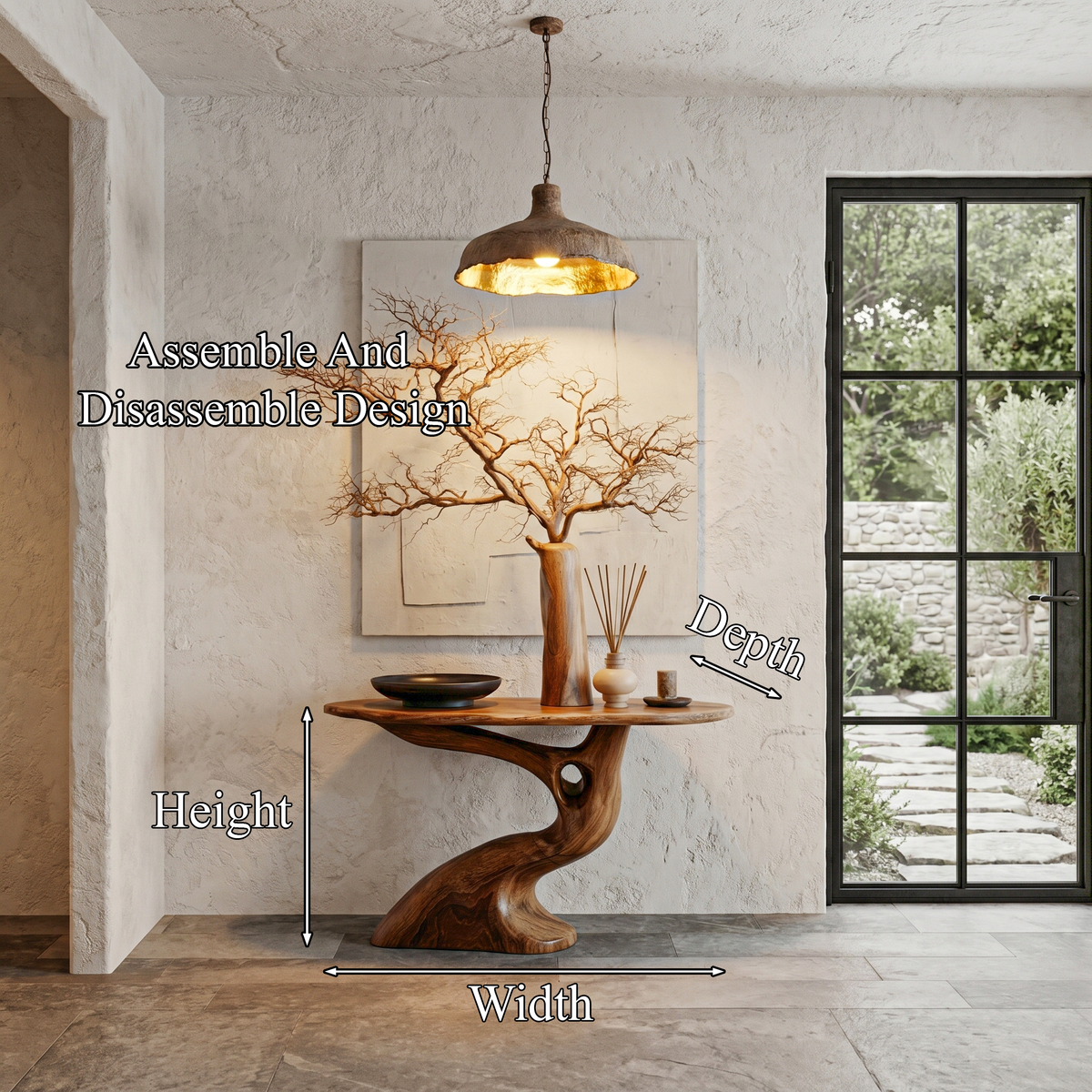 Tree Inspired Console Table With Sculptural Wood Structure For Hallway - view 8 of 8