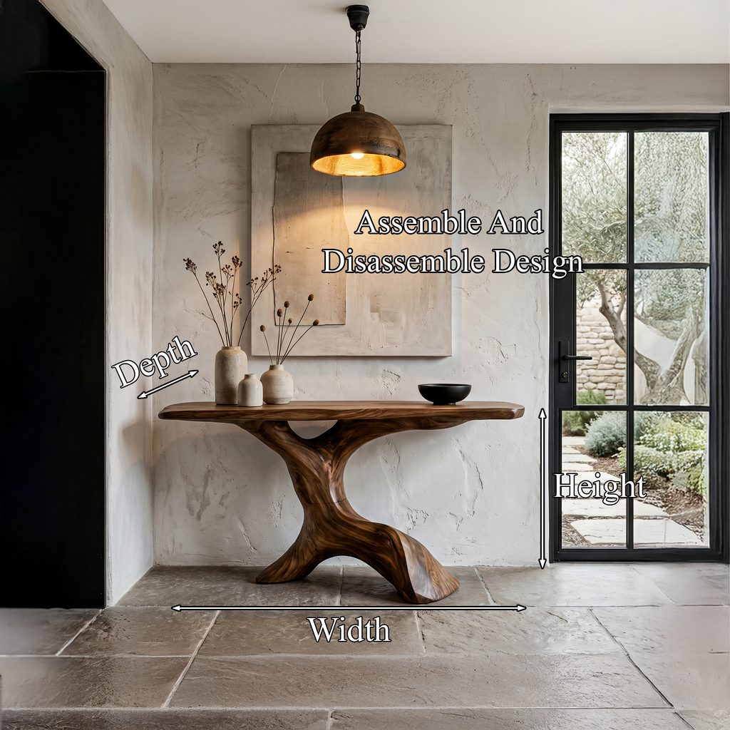 Rustic Console Table With Handcrafted Tree Root Base For Entryway And Living Room - view 8 of 8