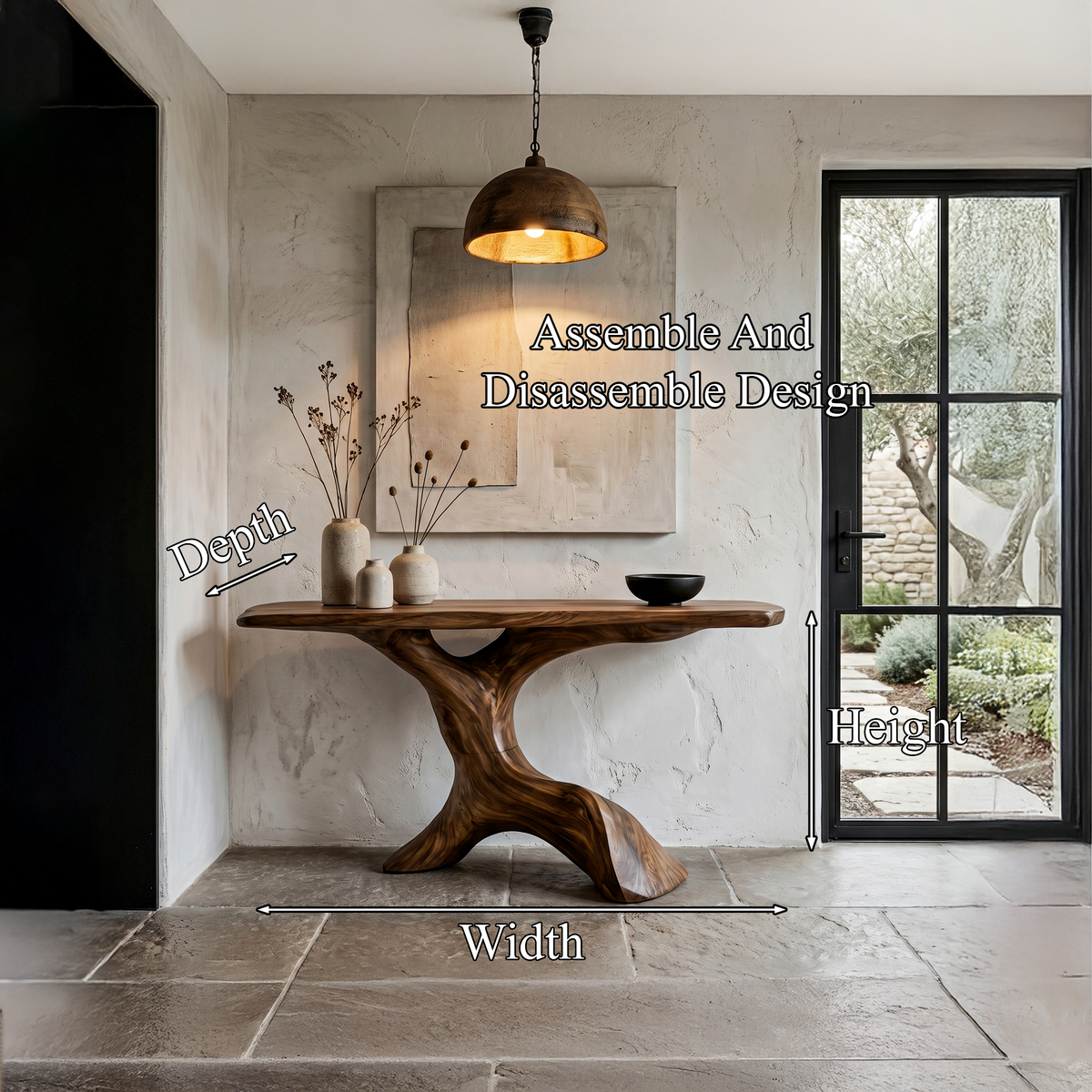 Rustic Console Table With Handcrafted Tree Root Base For Entryway And Living Room - view 8 of 8