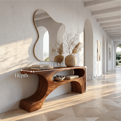 Contemporary Console Table With Organic Pedestal Design For Foyer - view 8 of 8