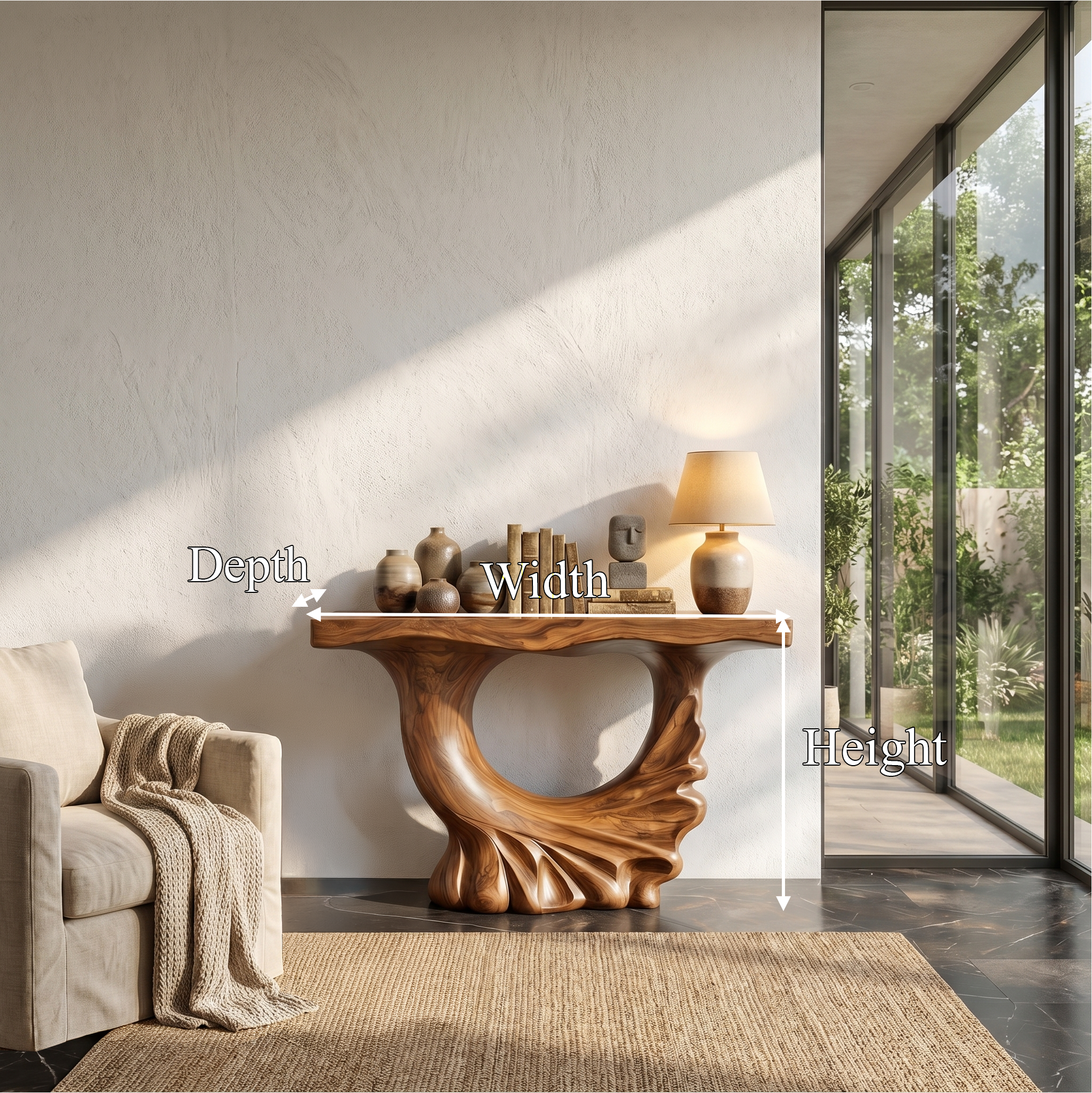 Modern Console Table With Ring Form Pedestal Base For Living Room - view 8 of 8