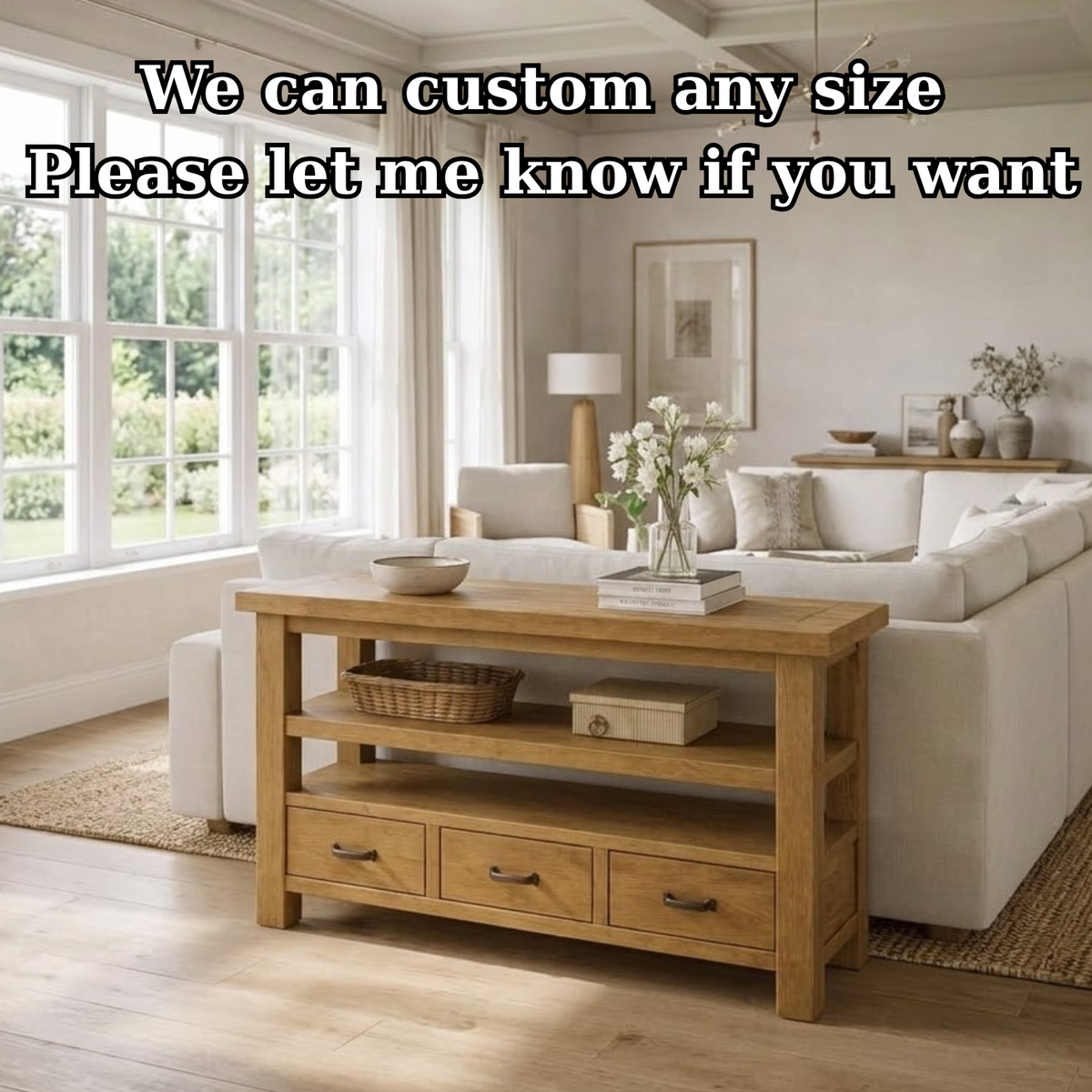Solid Wood Console Table with Drawers and Open Shelf - view 7 of 9