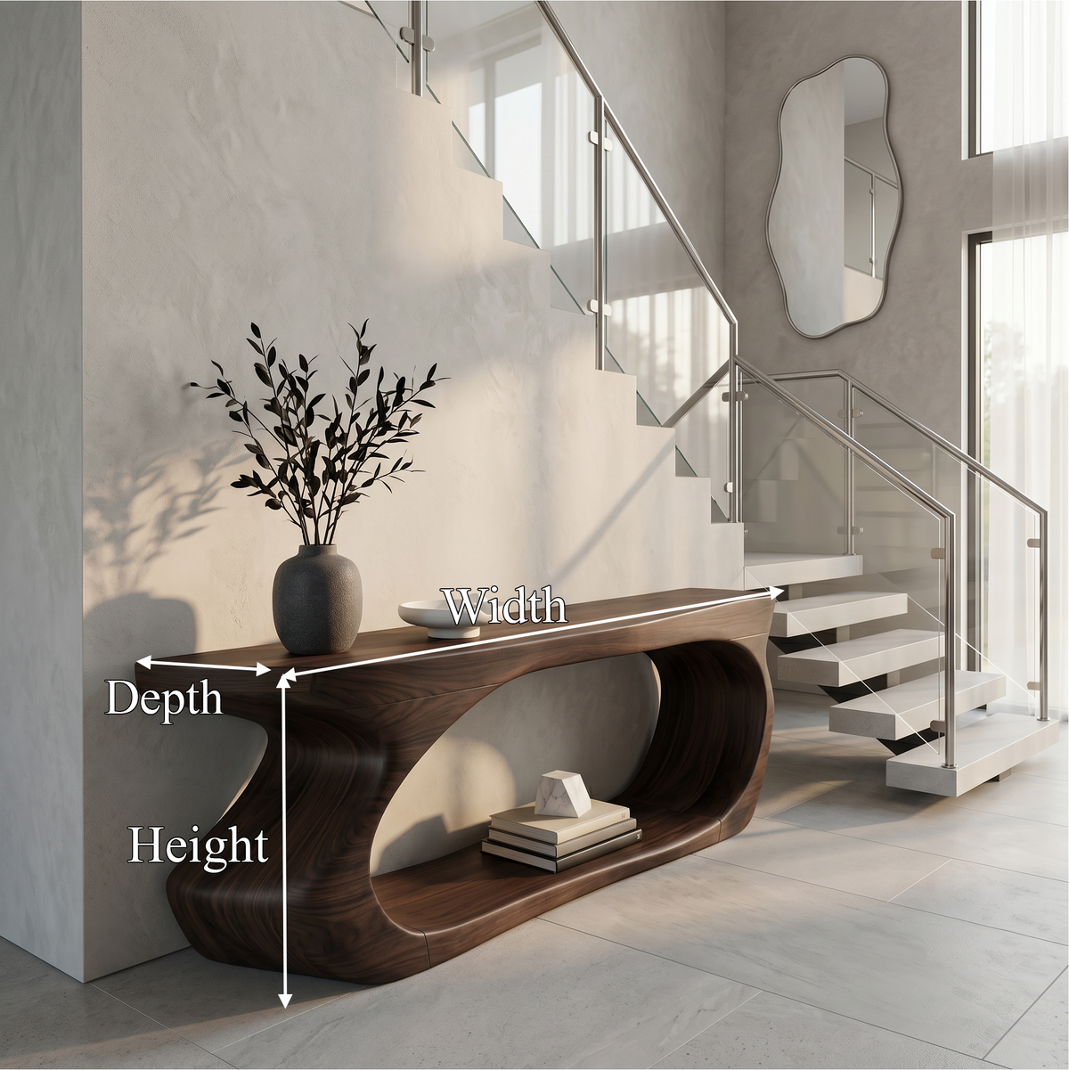 Modern Console Table With Sculptural Circular Form For Entryway - view 8 of 8