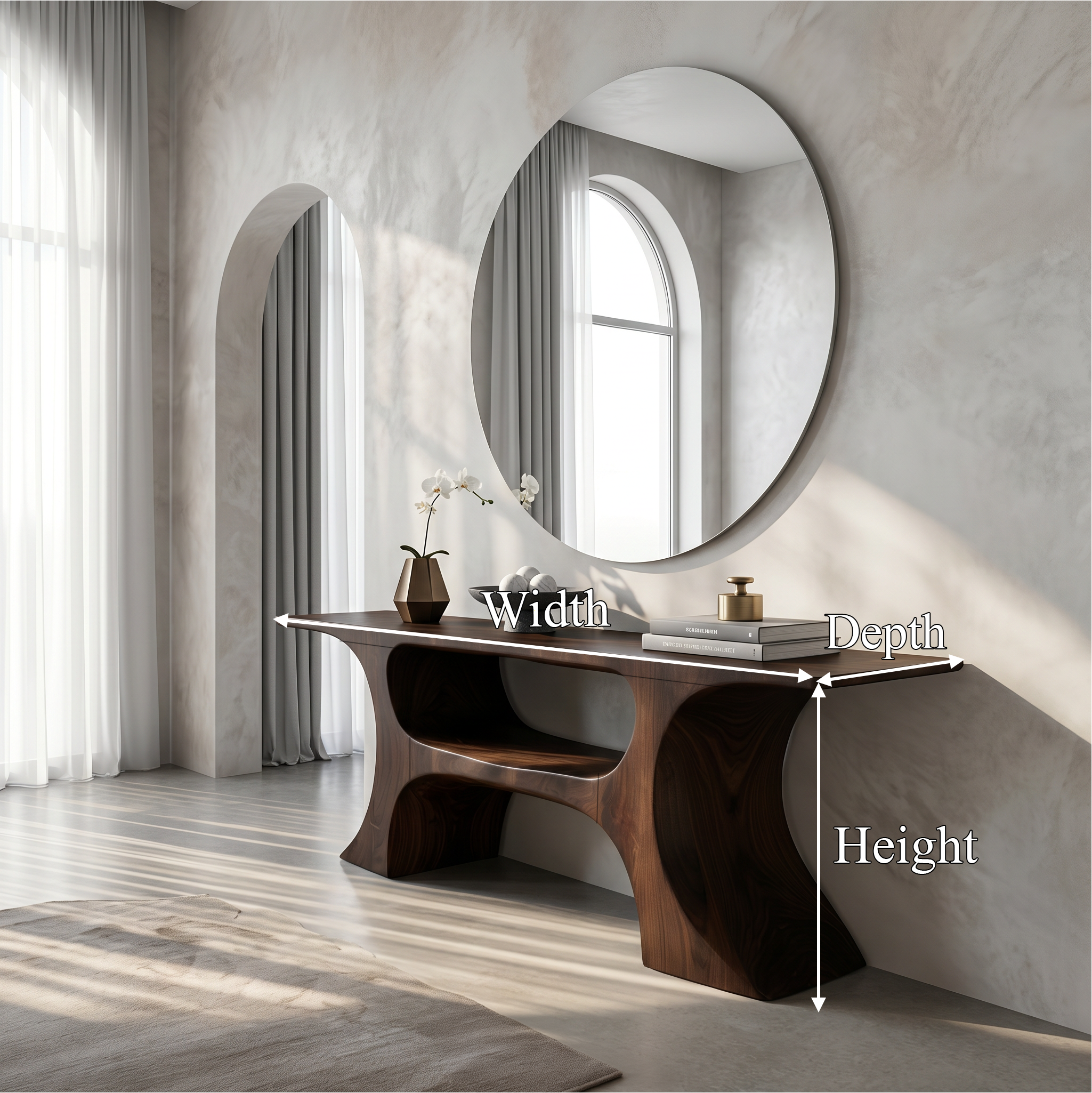 Modern Console Table With Soft Geometric Form For Living Room - view 8 of 8