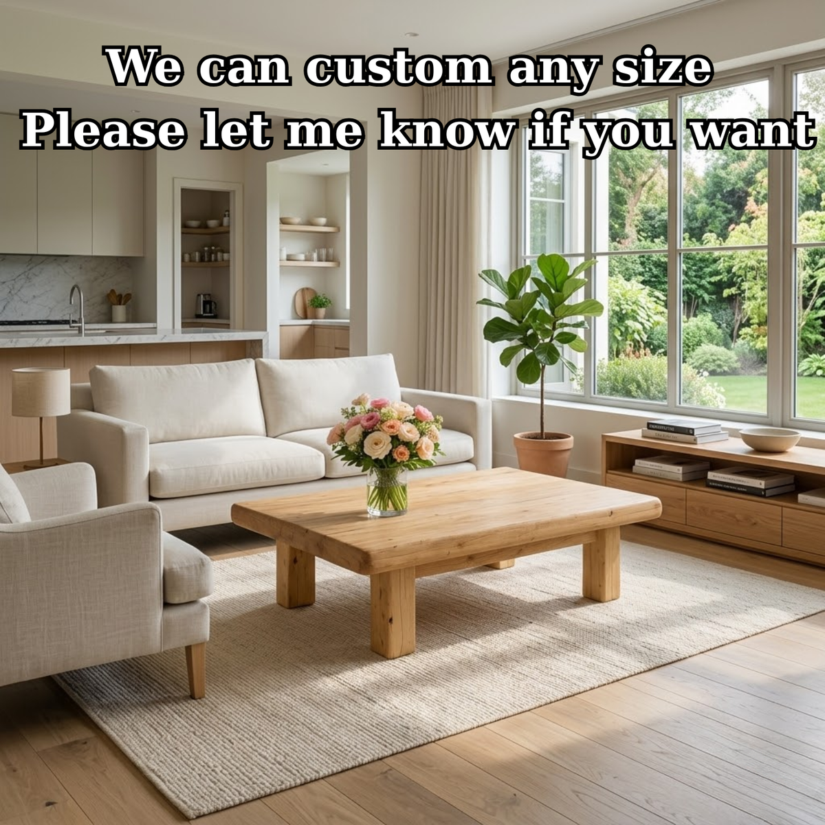 Rustic Solid Wood Coffee Table with Chunky Legs - view 7 of 9