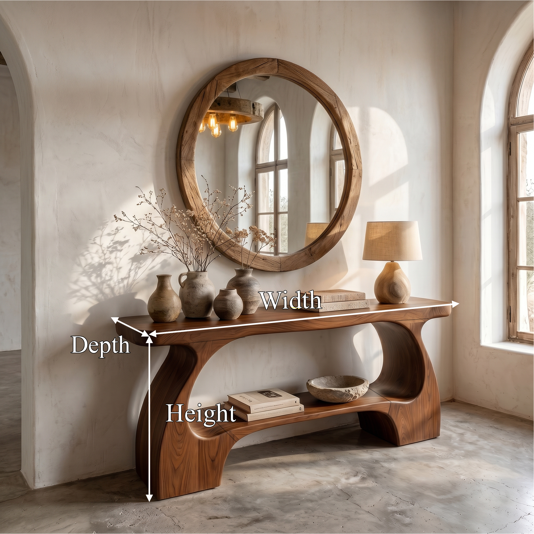 Natural Console Table With Organic Curved Silhouette For Entryway - view 8 of 8