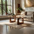 Live Edge Natural Wood Coffee Table with Dual Circular Sculpted Base - view 3 of 7