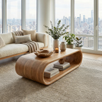 Curved Waterfall Coffee Table with Open Storage Shelf - view 3 of 7