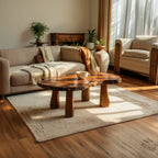 Live Edge Natural Wood Coffee Table with Solid Block Leg Base - view 2 of 7
