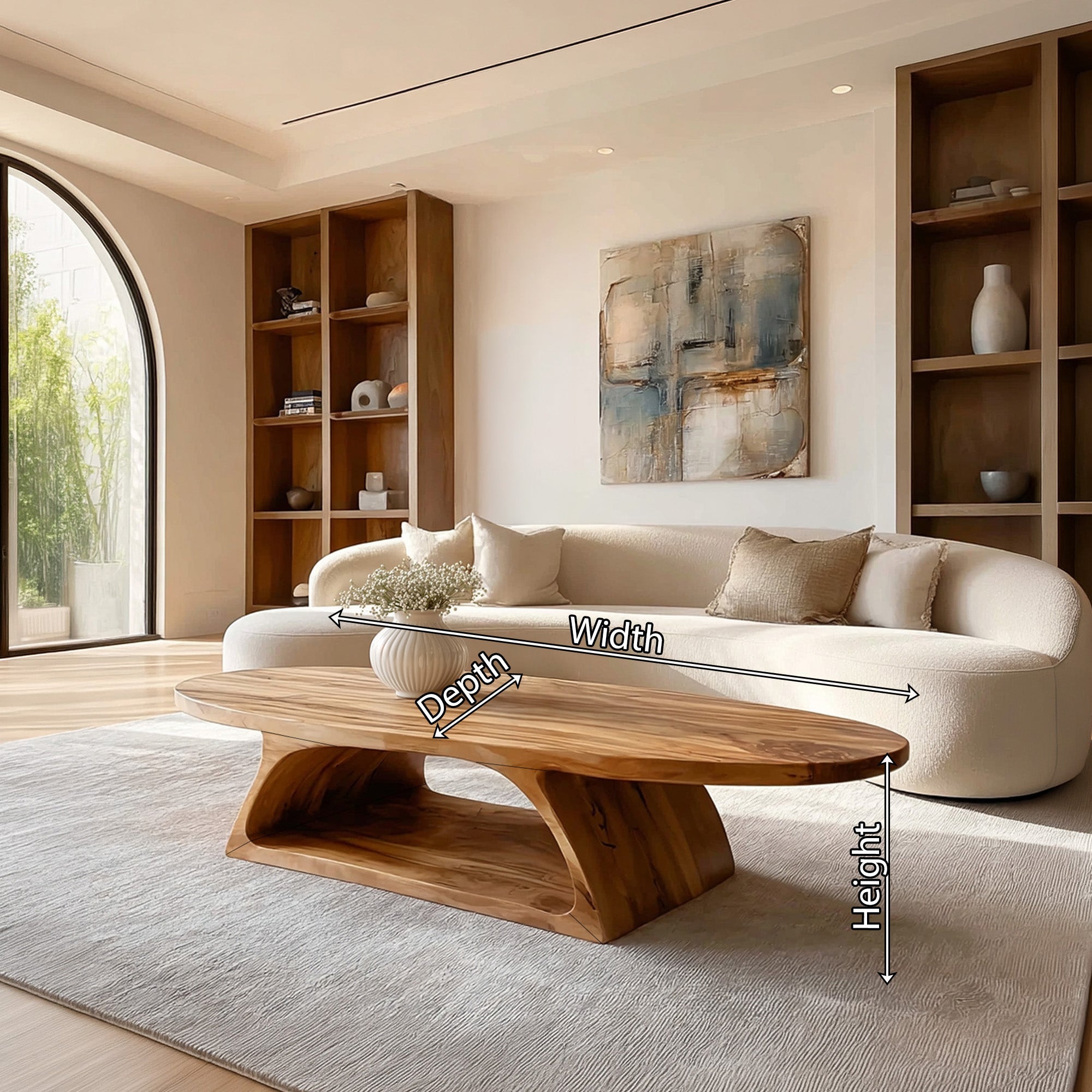 Organic Oval Coffee Table With Architectural Open Base - view 8 of 8