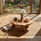 Round Live Edge Coffee Table with Solid Sculptural Legs - view 3 of 7