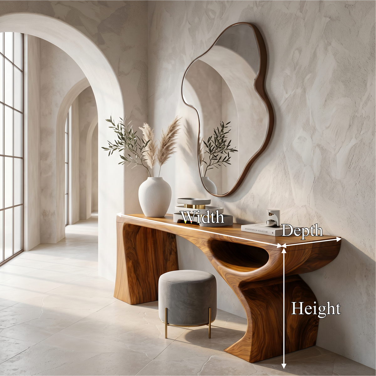 Contemporary Console Table With Fluid Open Structure For Entryway - view 8 of 8