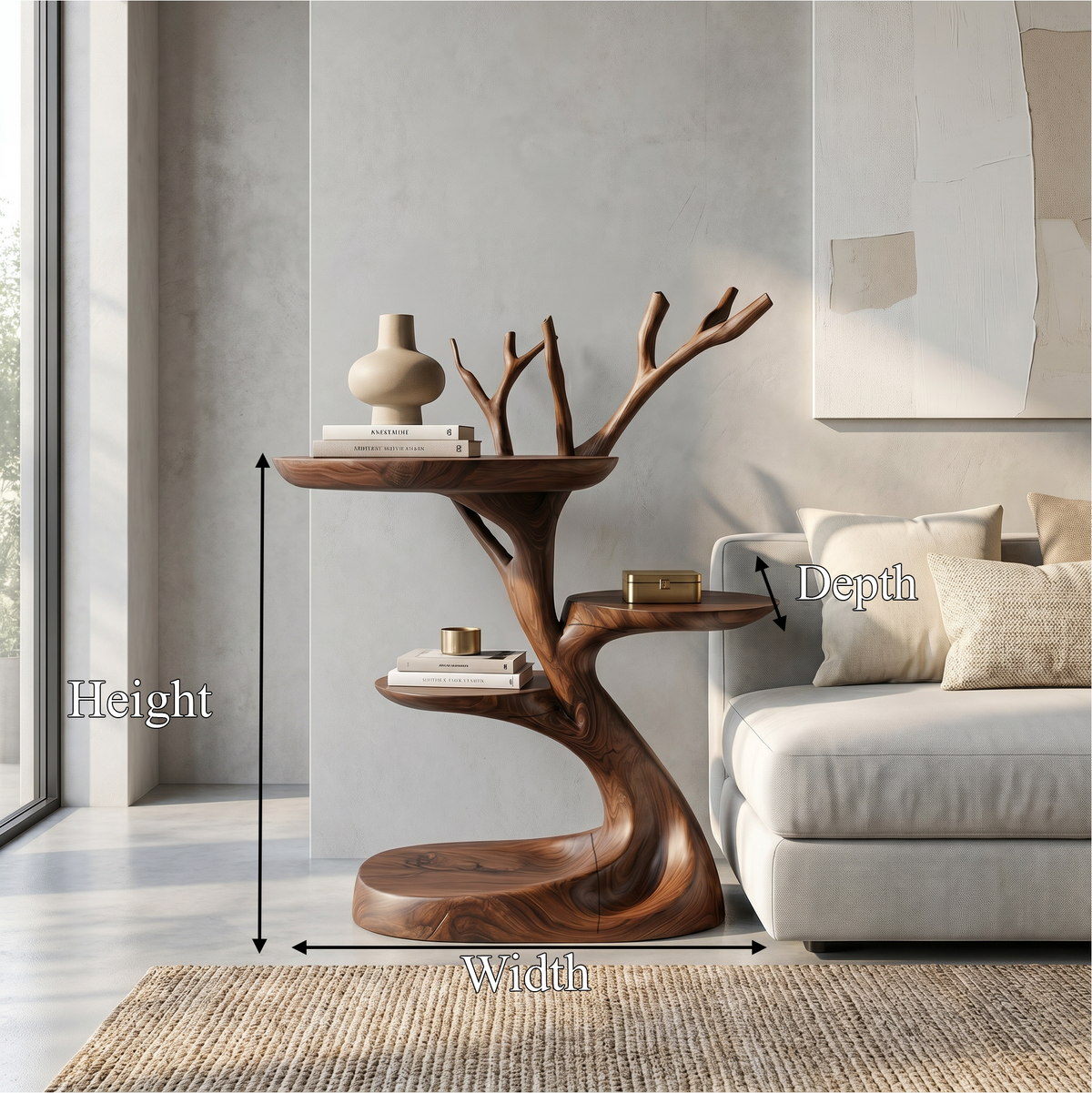 Rustic End Table With Tree Root Design For Bedroom And Living Room - view 8 of 8