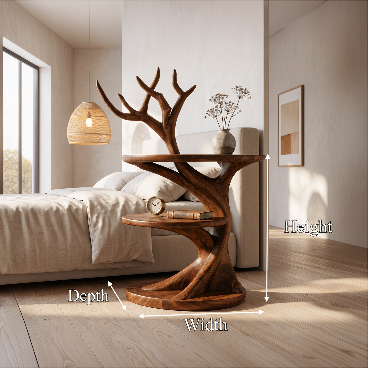 Organic Bedside Table With Sculptural Tree Branch Form For Bedroom And Reading Nook - view 8 of 8