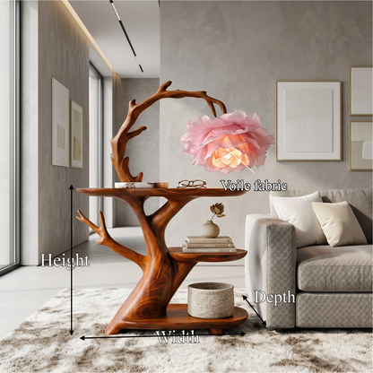 Contemporary Side Table With Floral Accent Lamp For Bedroom And Lounge - view 8 of 8