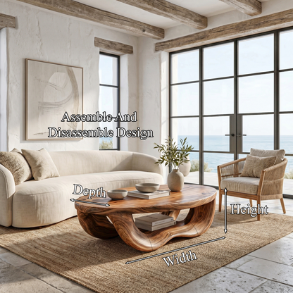Modern Organic Coffee Table With Handcrafted Curved Wood Design For Living Room - view 8 of 8