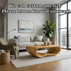 Modern Solid Wood Coffee Table with Sculptural Curved Design Minimalist Living Room Table - view 7 of 9