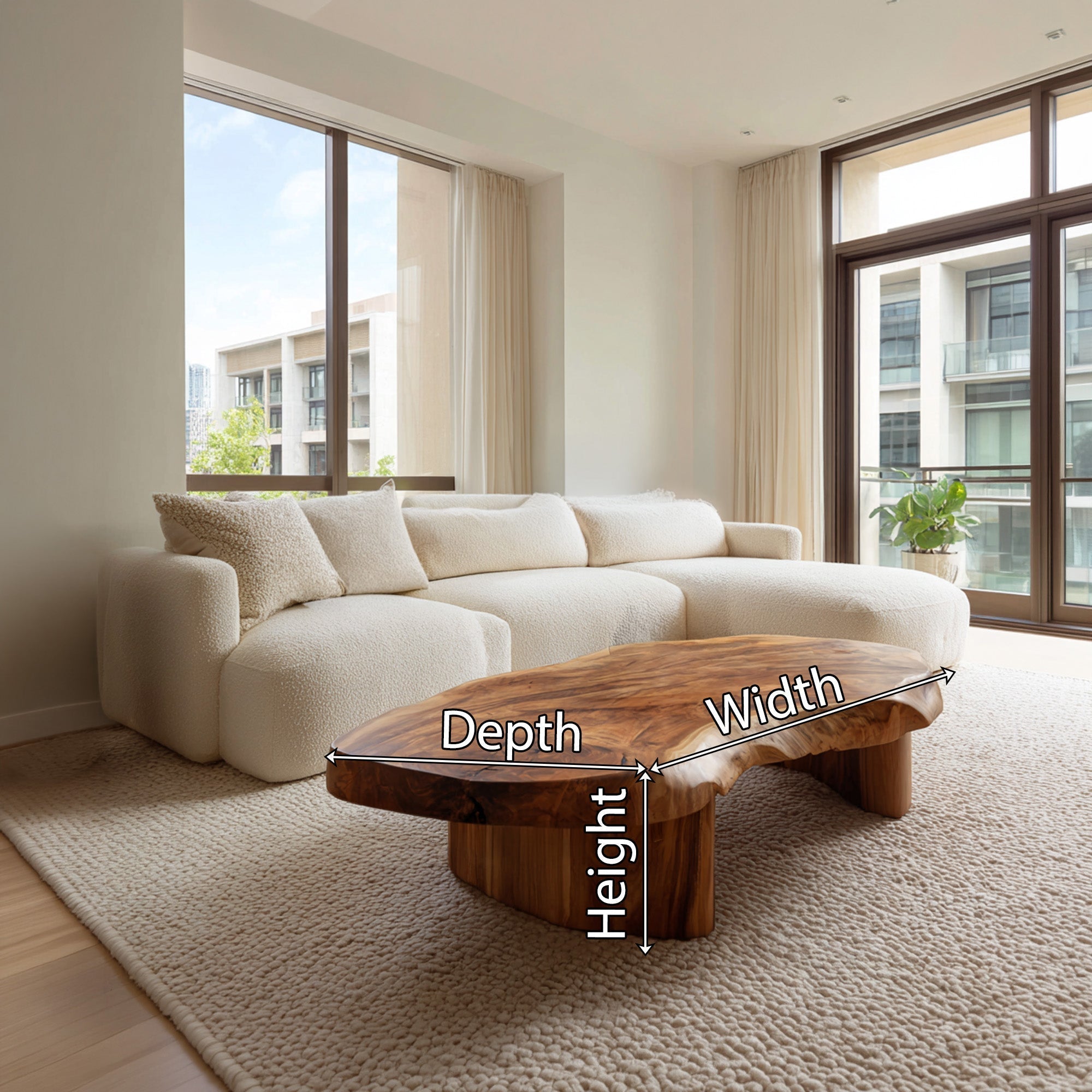 Organic Freeform Live Edge Coffee Table With Sculptural Base - view 8 of 8