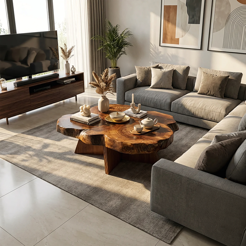 Sculptural Cloud Coffee Table with Cross Base Design - view 4 of 7