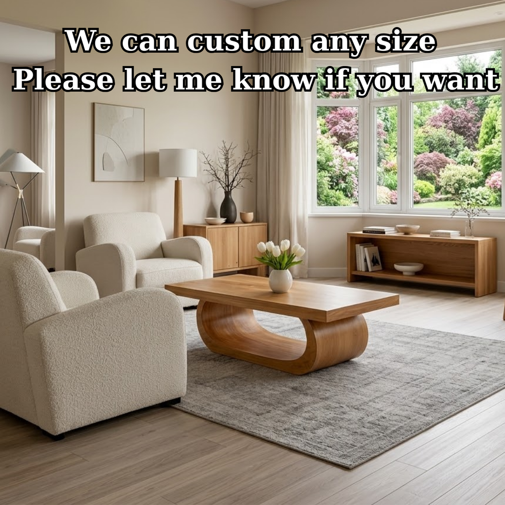 Solid Wood Coffee Table for Living Room with Curved Sculptural Base - view 7 of 9
