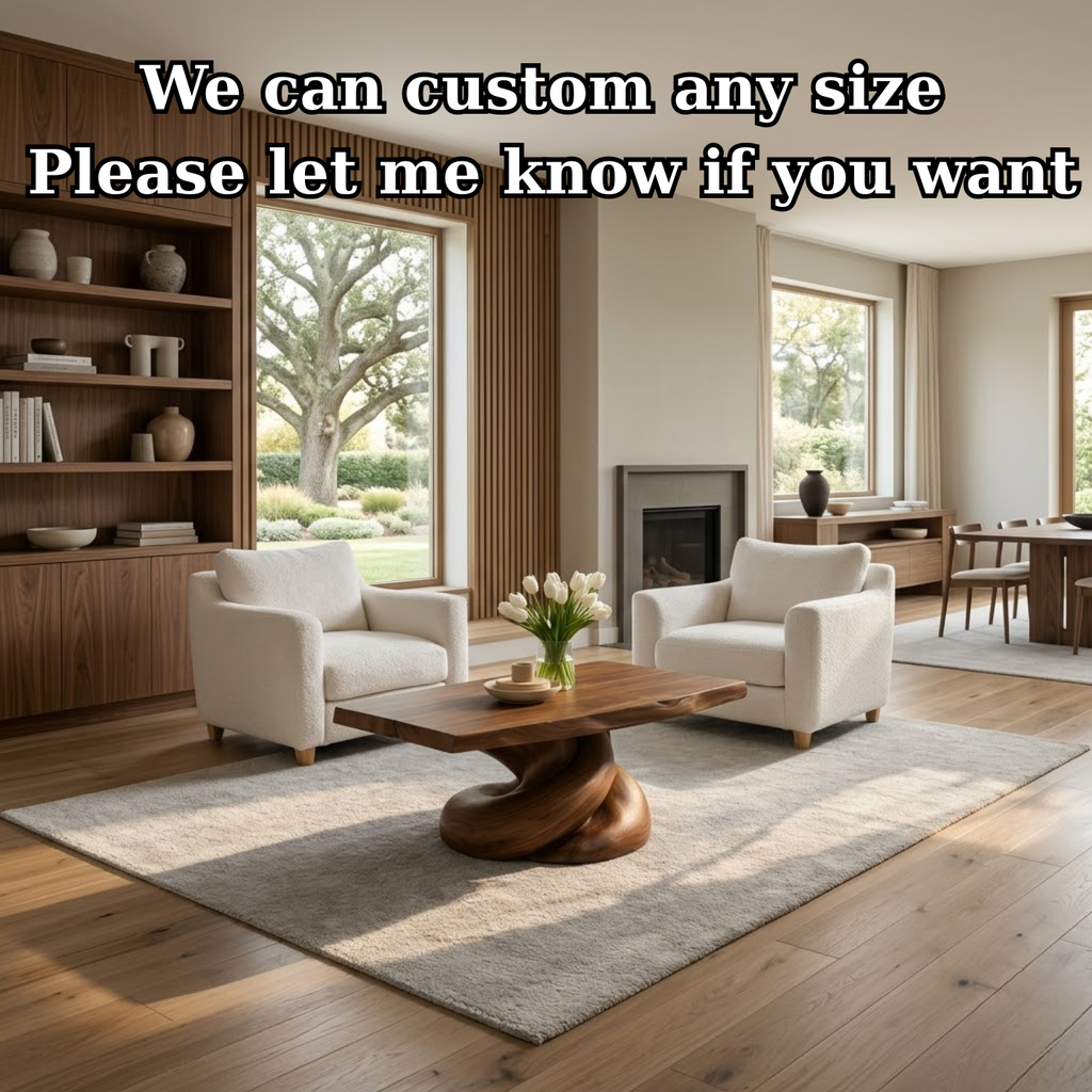 Solid Wood Coffee Table with Live Edge Top and Organic Sculptural Base - view 7 of 9