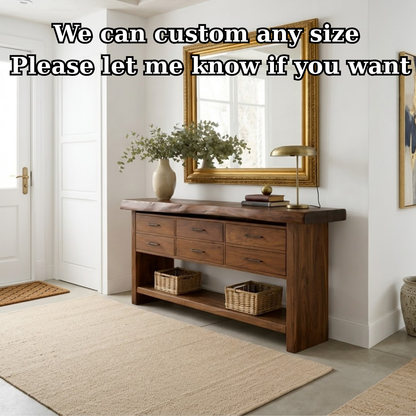 Solid Wood Console Table with Live Edge Top and 6 Drawers - view 7 of 9
