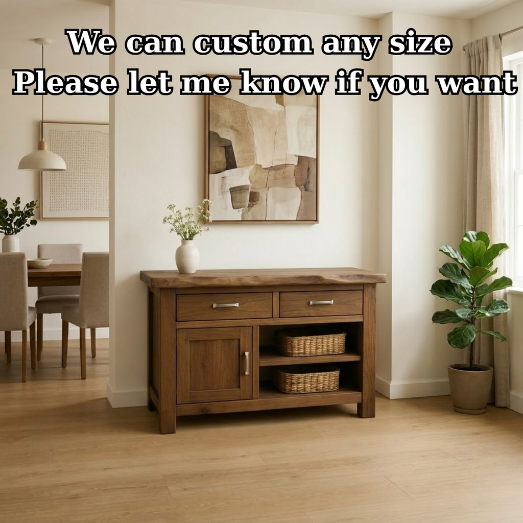 Solid Wood Console Table with 2 Drawers and Open Shelving for Storage - view 7 of 9