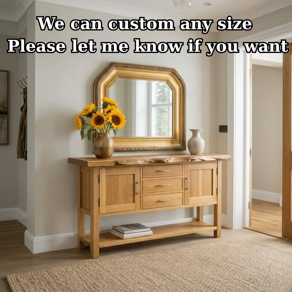 Solid Wood Sideboard Console Table with Drawers, Cabinet Doors & Lower Shelf – Entryway Storage Cabinet - view 7 of 9