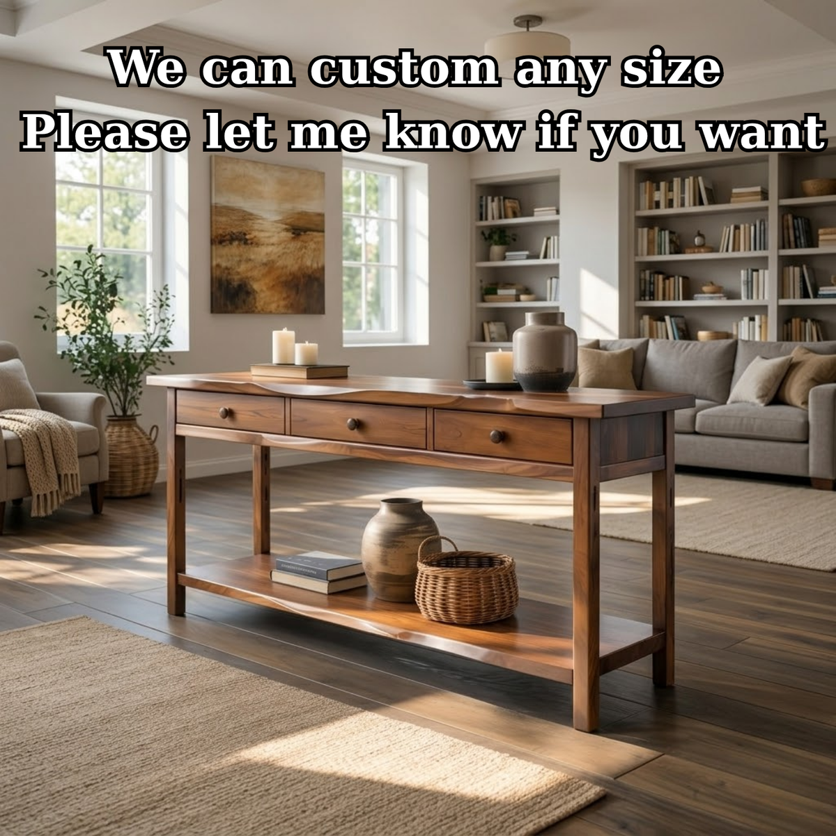 Solid Wood Console Table with 3 Drawers & Lower Shelf - view 8 of 9