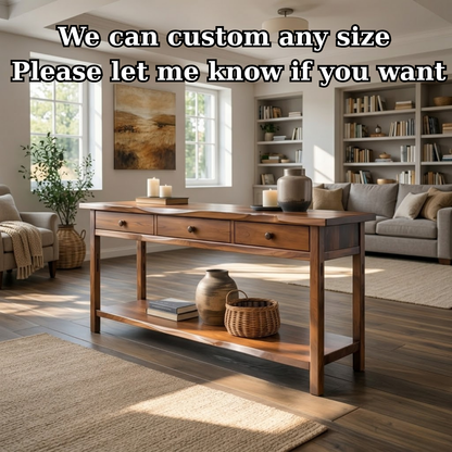 Solid Wood Console Table with 3 Drawers & Lower Shelf - view 8 of 9