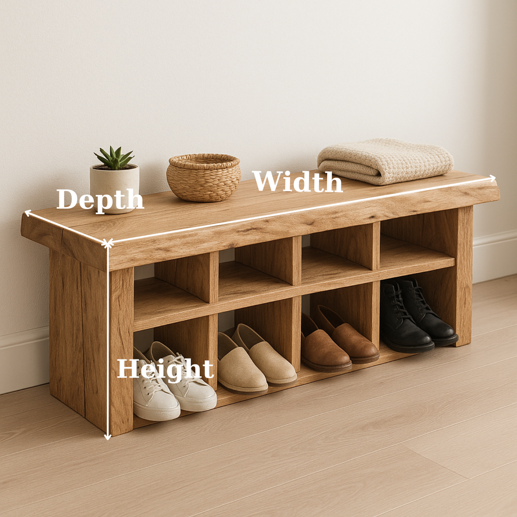 Handcrafted Solid Wood Bench with Shoe Compartments – Modern Rustic Hallway Storage - view 3 of 6