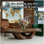 Solid Wood Live Edge Coffee Table with Sculptural Base – Rustic Organic Living Room Table - view 6 of 8