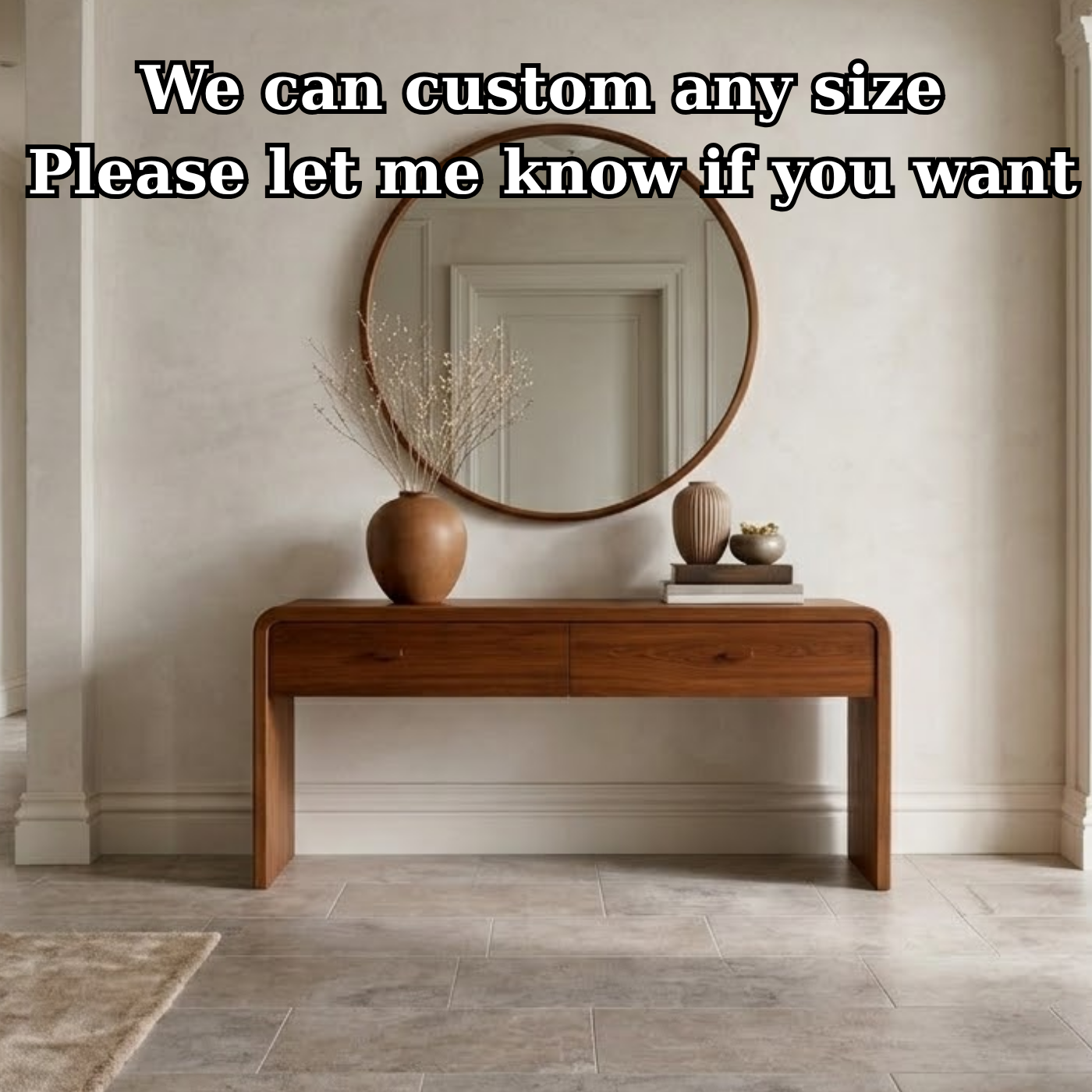Solid Wood Console Table with Drawers – Modern Hallway Table - view 7 of 9