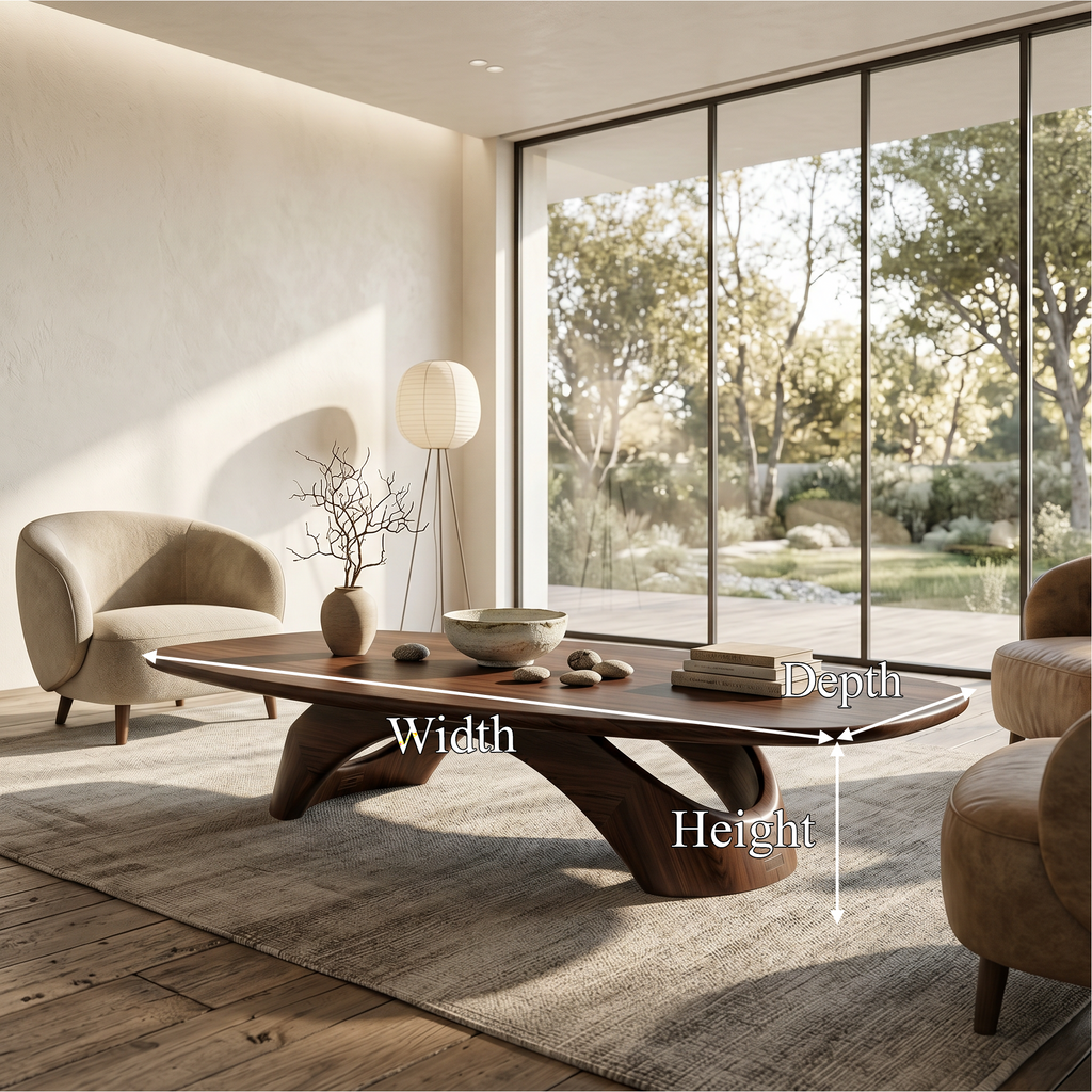 Rustic Coffee Table With Sculptural Wooden Base For Living Room - view 8 of 8