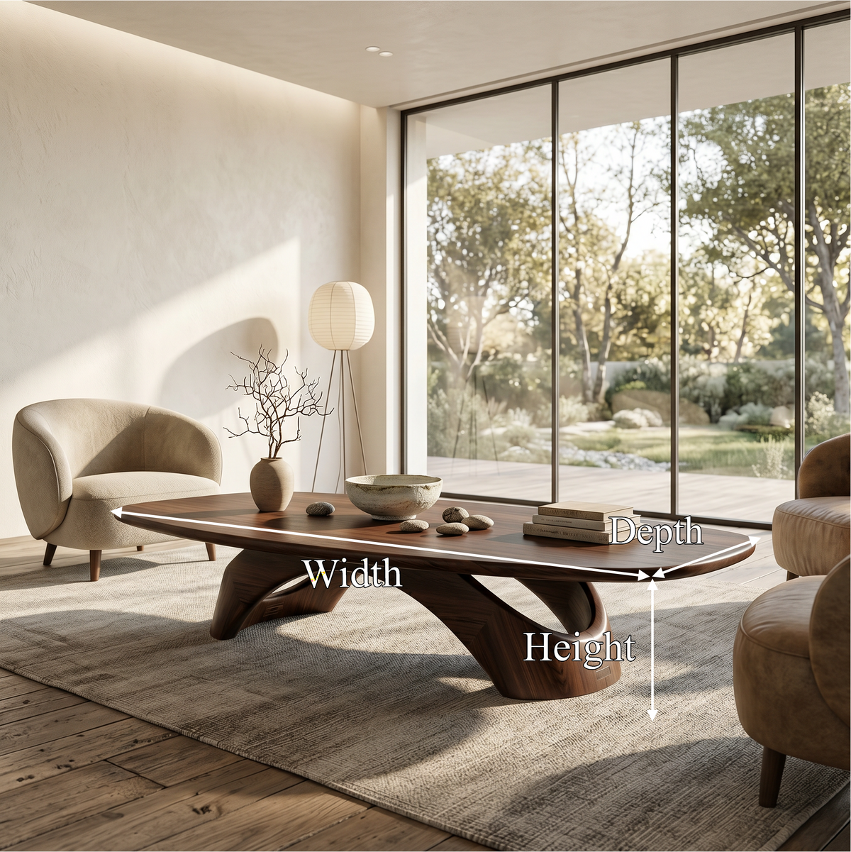 Rustic Coffee Table With Sculptural Wooden Base For Living Room - view 8 of 8