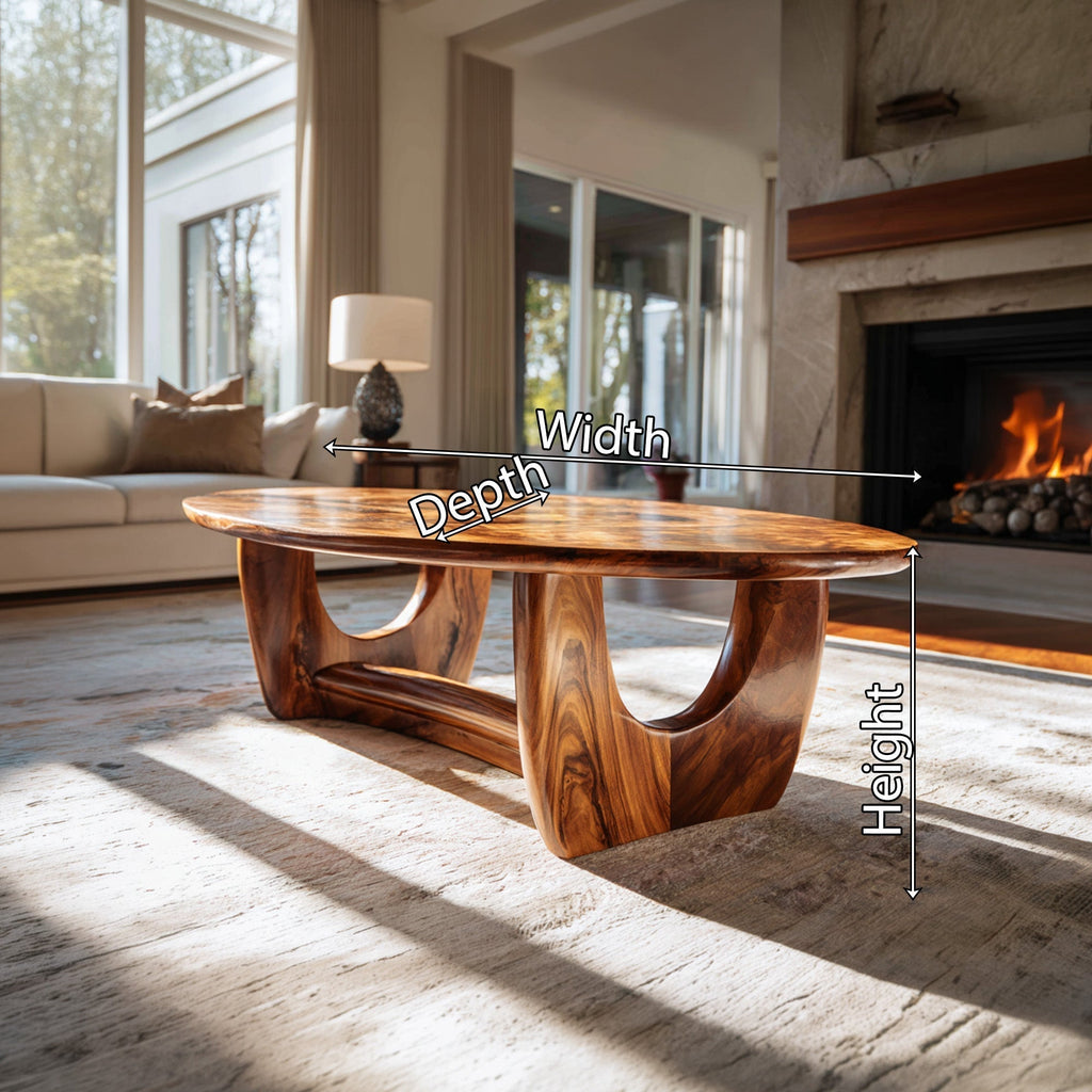 Sculptural Oval Coffee Table With Architectural Open Base - view 8 of 8