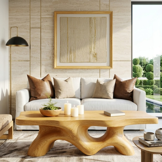 Unique Wooden Coffee Table with Curved Design for Living Room - view 1 of 7