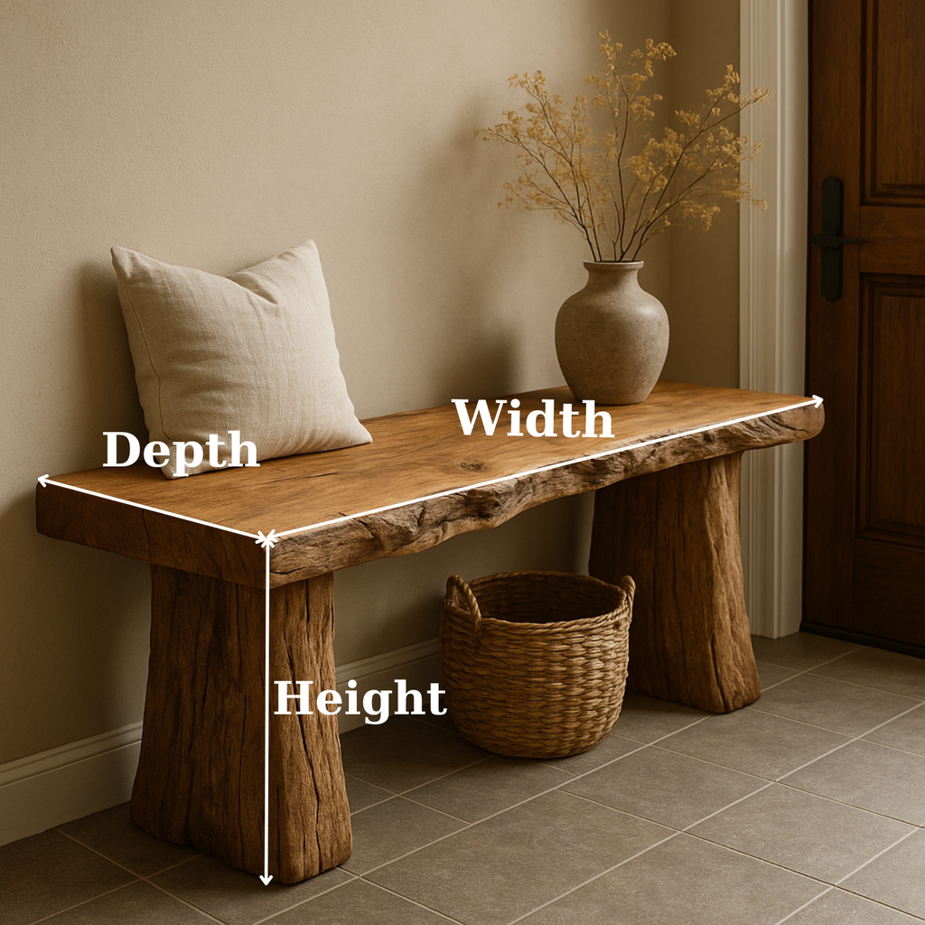 Handcrafted Solid Wood Rustic Bench – Natural Live-Edge Slab Entryway Seating - view 2 of 5