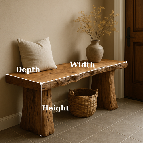 Handcrafted Solid Wood Rustic Bench – Natural Live-Edge Slab Entryway Seating - view 2 of 5